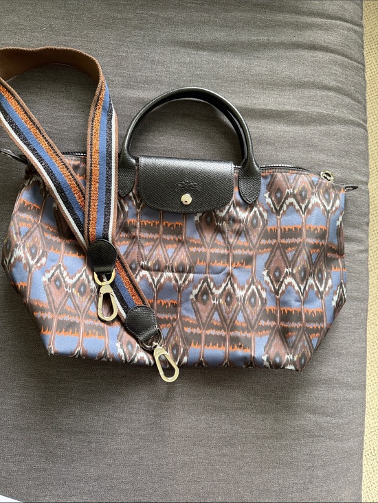Longchamp Handbags - Longchamp Blue Brown Ikat Tote